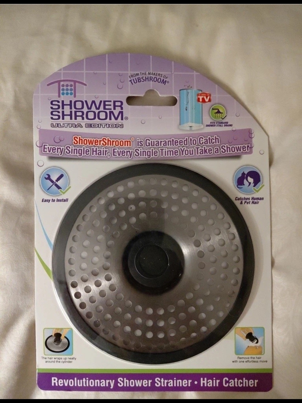 ShowerShroom 1.75" 3" Walk-in Shower Stall Drain Protector Hair Catcher NEW